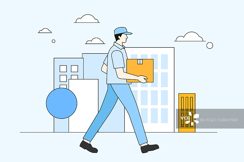 快递员快递业务快递行业城市包裹图片素材