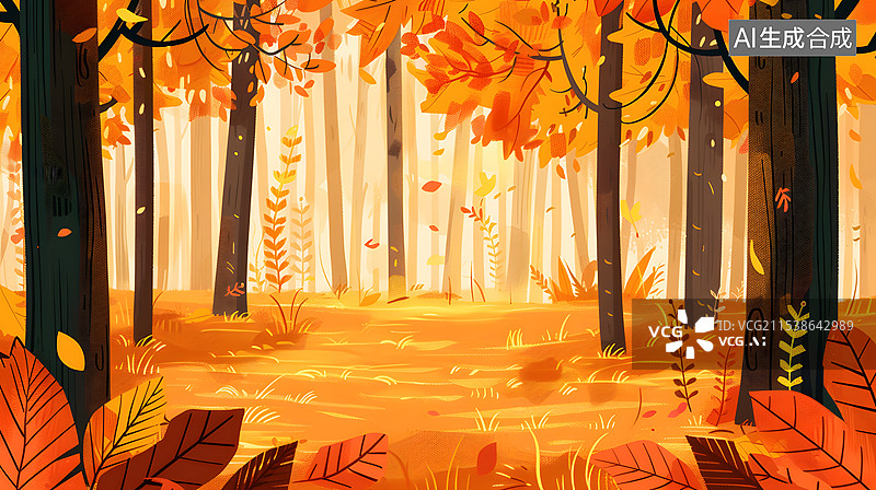 【AI数字艺术】秋天森林风景图片素材