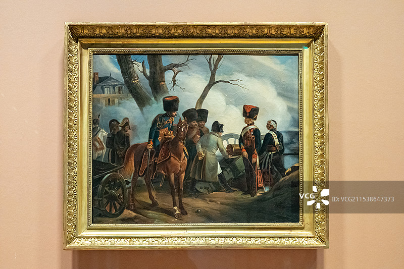 油彩画《拿破仑在蒙特雷奥》 1821年法国画家欧仁·德拉克罗瓦创作 山东博物馆拿破仑文物特展图片素材