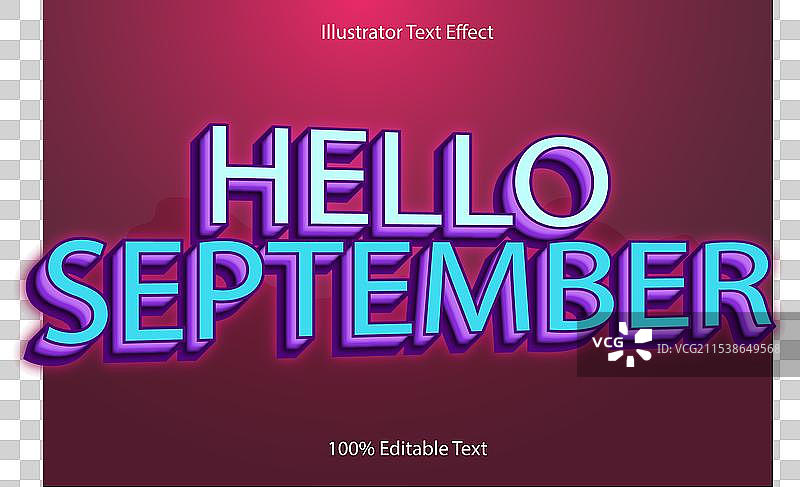 现代游戏风格的可编辑“你好，九月”图片素材