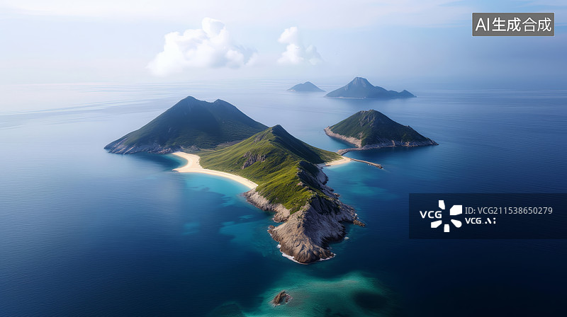 【AI数字艺术】航拍海岛图片素材