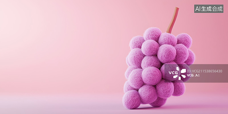 【AI数字艺术】可爱诱人糖果色羊毛毡毛绒葡萄3D卡通立体插画图片素材