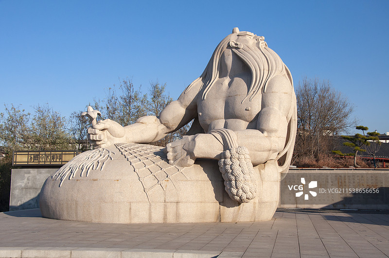 神农尝百草雕像图片素材