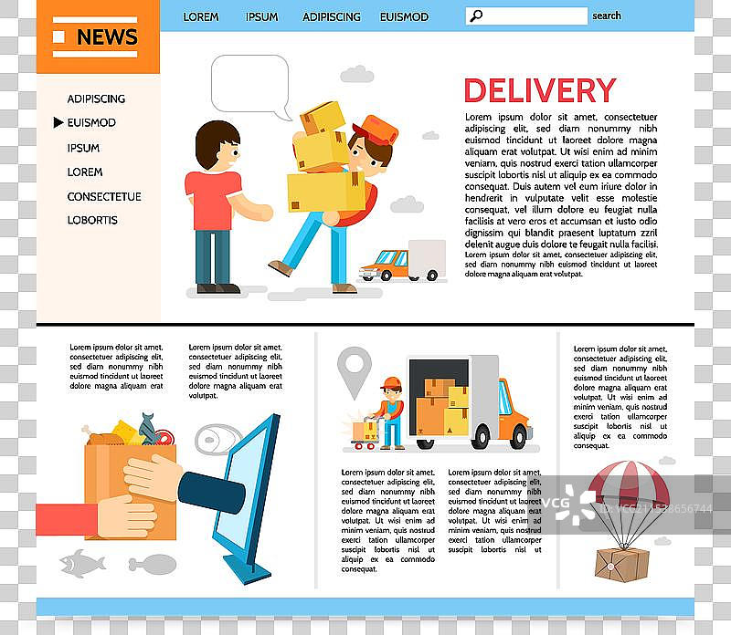 平面快递服务网站模板图片素材