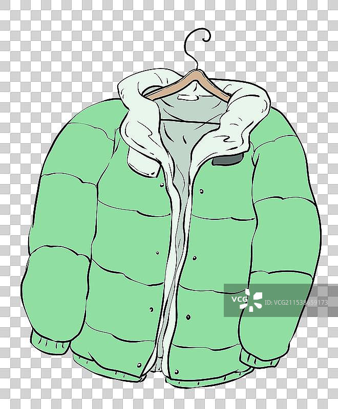 一件时尚流行羽绒服冬衣款式卡通漫画元素图片素材