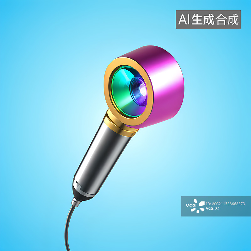 【AI数字艺术】3D渲染，炫彩粉色渐变色激光镭射吹风筒，吹风机，美容美发，理发店图片素材