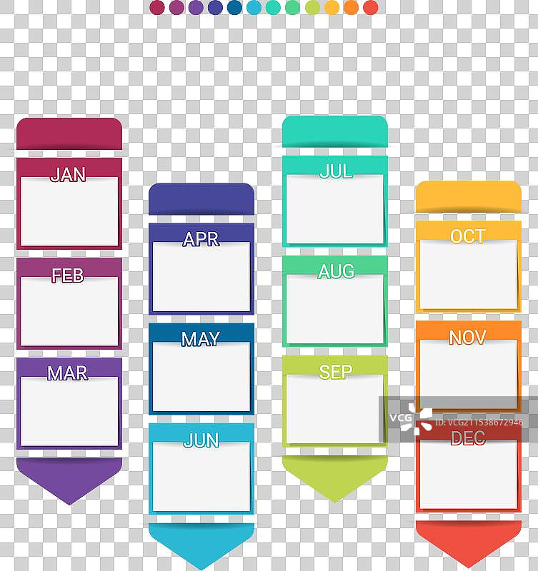 一年日历的时间线，包含12个月。图片素材