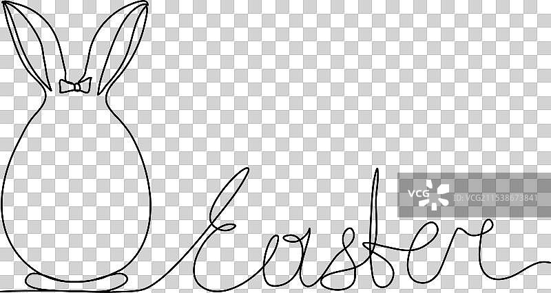 带兔耳朵的复活节彩蛋一笔画图片素材