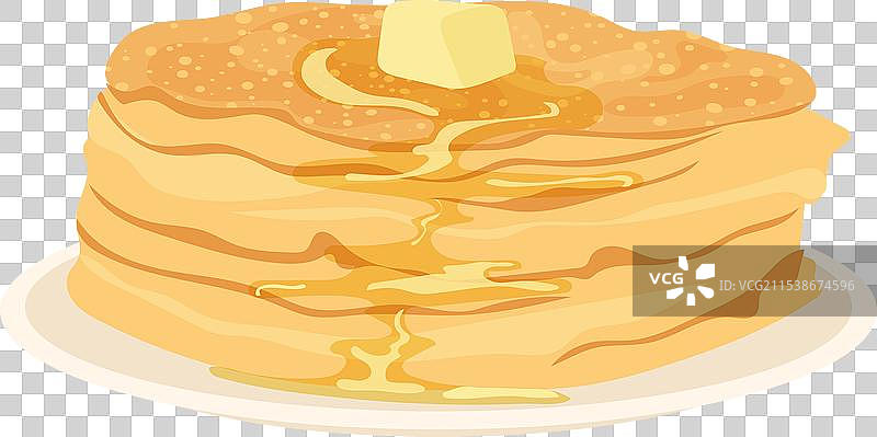 早餐菜单：堆叠的煎饼，淋上融化的黄油图片素材