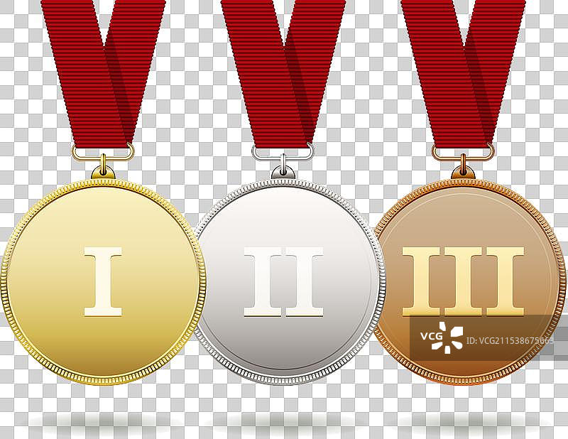 金、银、铜奖牌挂在丝带上图片素材