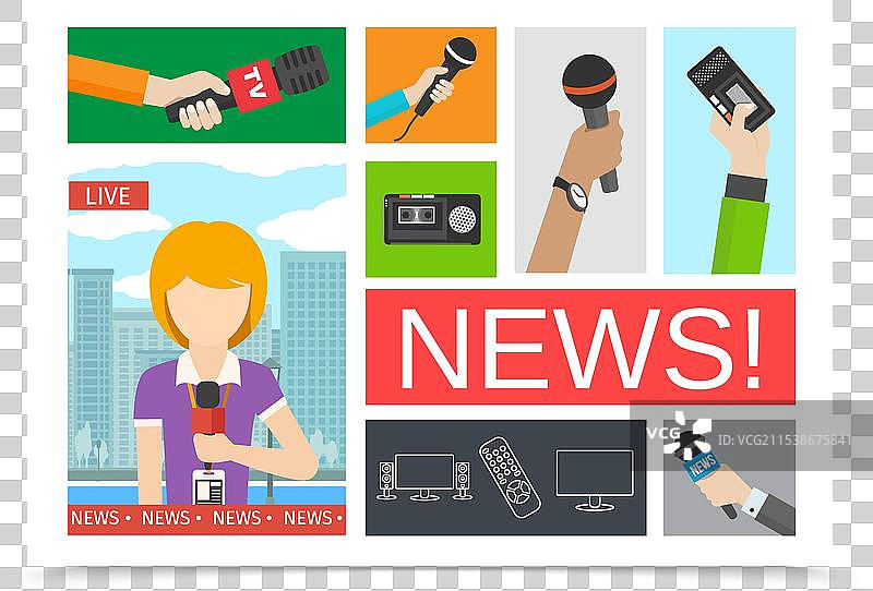 平面新闻多彩构图图片素材