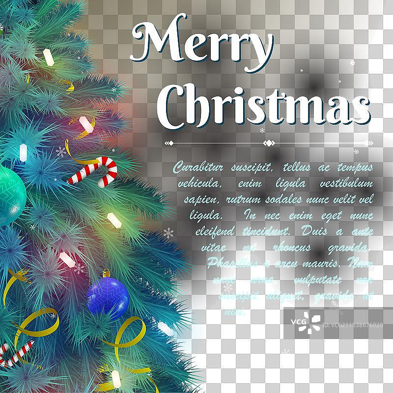 圣诞快乐背景与装饰过的松树图片素材