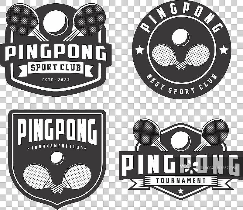 乒乓球标志集合徽章套装图片素材