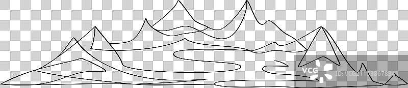 孤立的连续线条山脉绘画图片素材