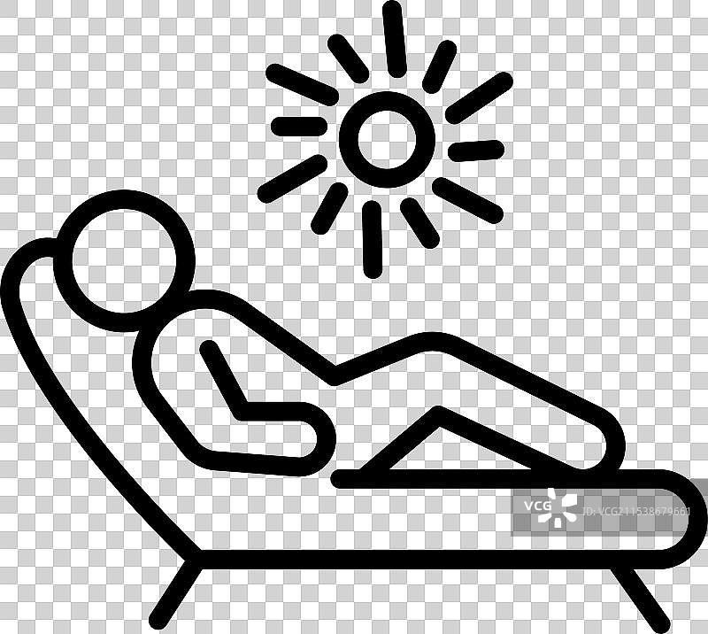 阳光床线条图标沙滩椅标志图片素材