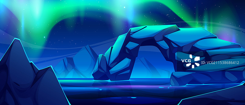 北极风光与北极光图片素材