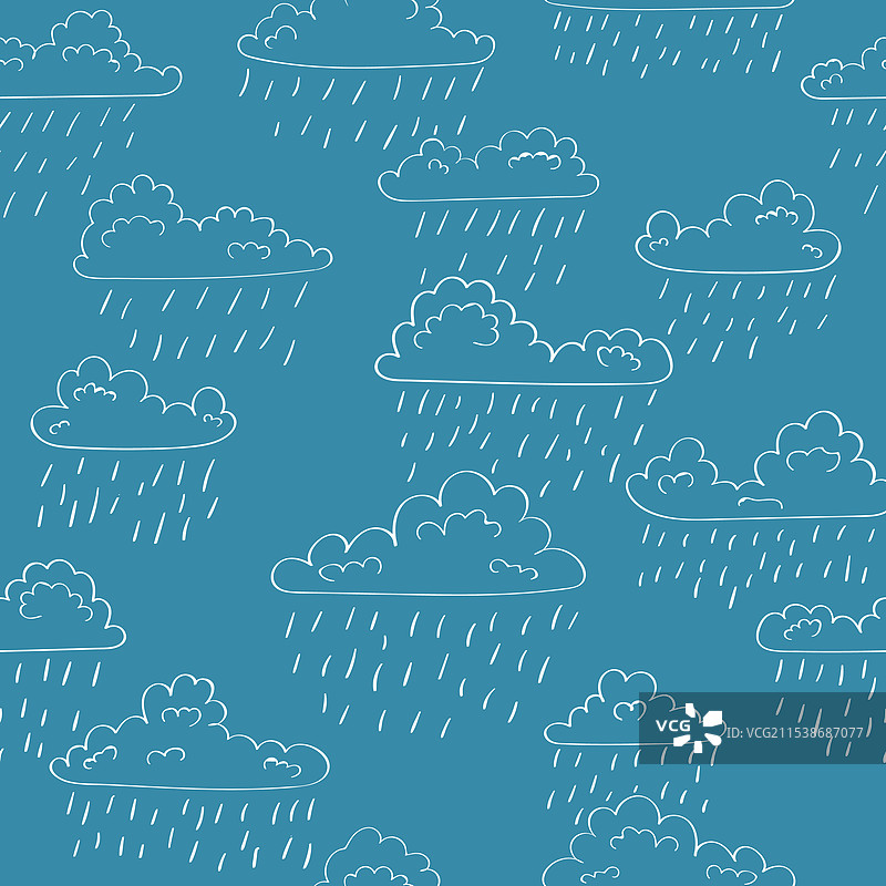 雨背景无缝图案与涂鸦图片素材
