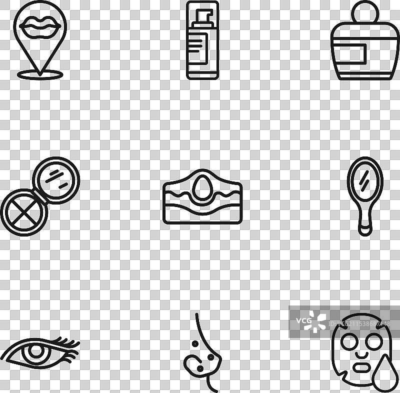 手持镜子前的面部痘痘护理化妆面膜图片素材