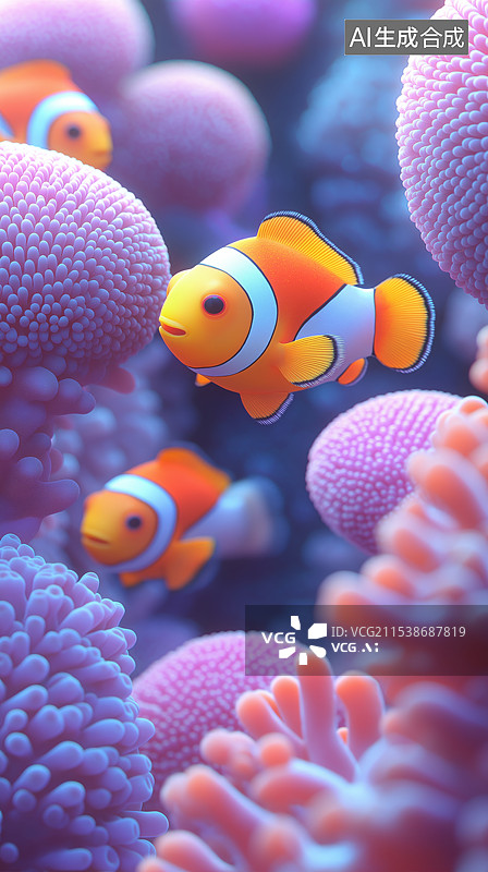 【AI数字艺术】海底的小丑鱼图片素材
