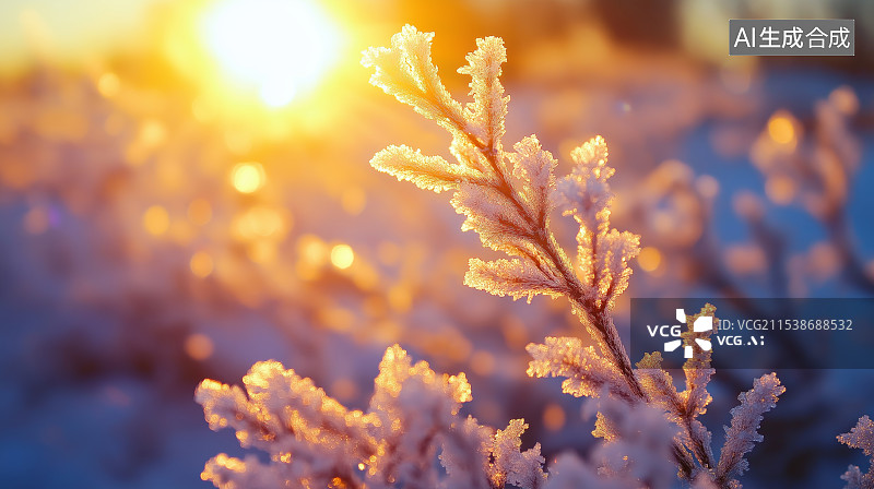 【AI数字艺术】冬季树枝上的冰图片素材