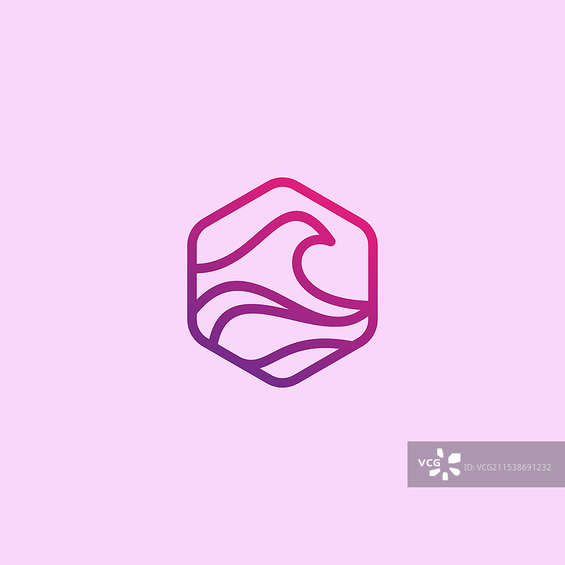 六边形波浪标志设计 海滩图标图片素材