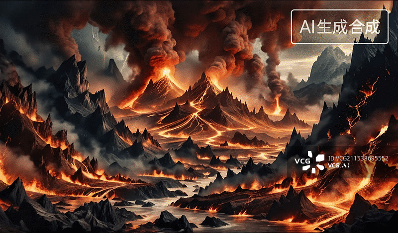 【AI数字艺术】火山爆发图片素材