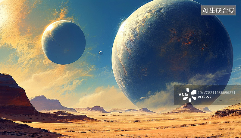 【AI数字艺术】火星表面与天体星球太空探索图片素材