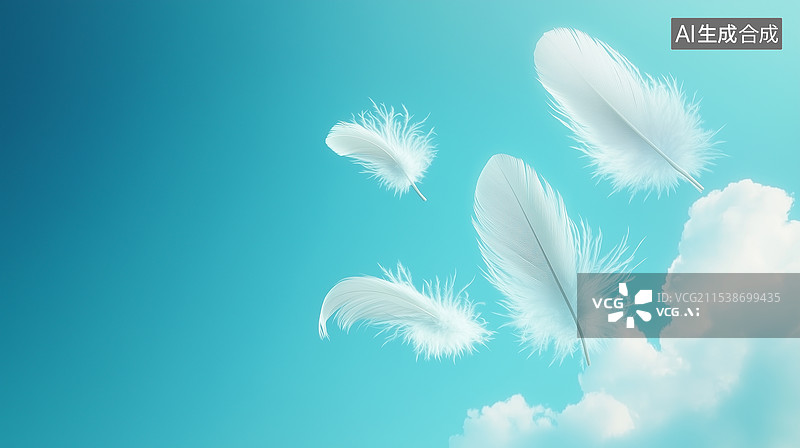 【AI数字艺术】轻盈飘逸的羽毛背景图片素材