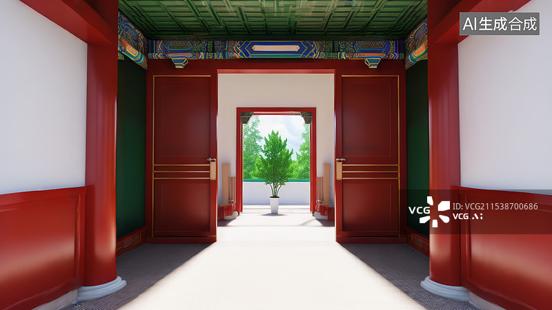 【AI数字艺术】中式红木厅堂图片素材