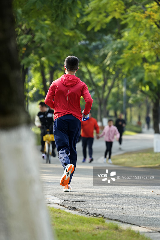 成都锦城湖公园晨间活力图片素材