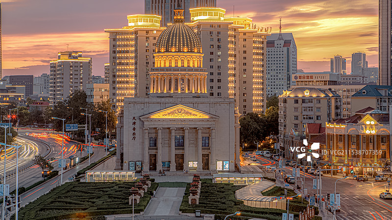 天津著名地标：和平区百年小白楼音乐厅图片素材