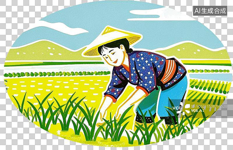 【AI数字艺术】农民在耕作免抠插画图片素材