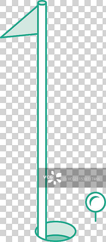 孤立在白色背景上的等距绿色高尔夫旗帜图片素材