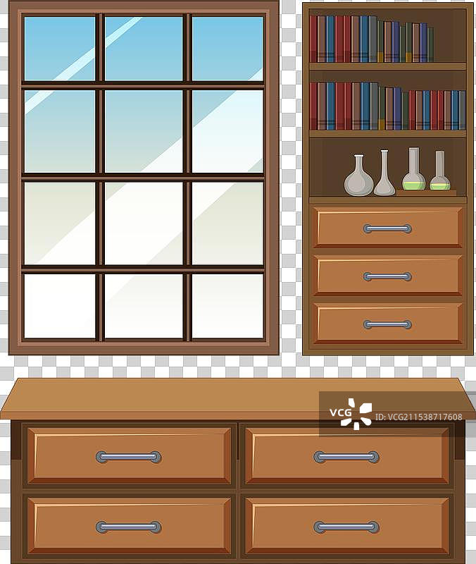 复古家具的木窗抽屉图片素材