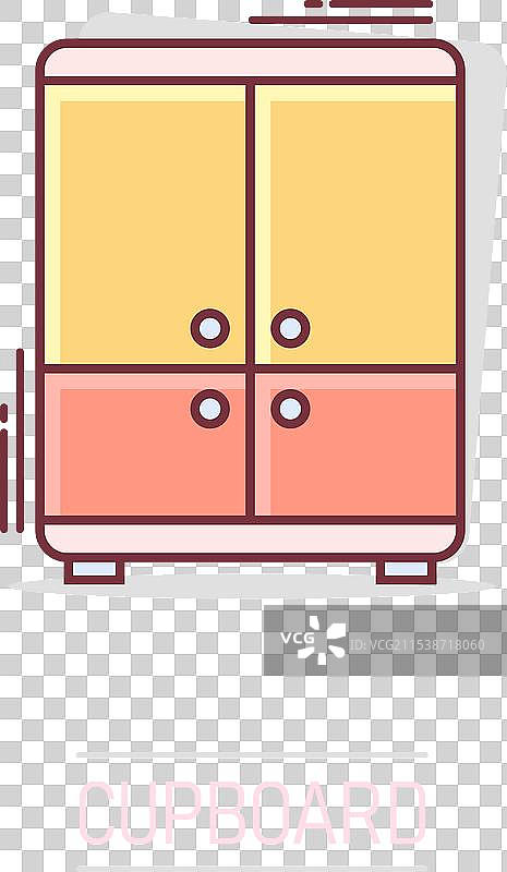 卡通风格的家具图标：橱柜图片素材