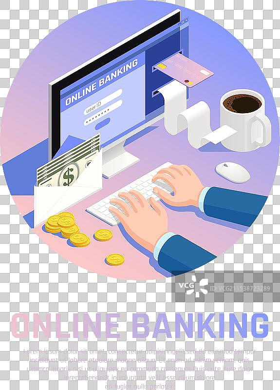 在线银行会计等距构图图片素材