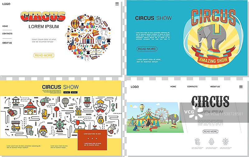 平面马戏团网站套件图片素材