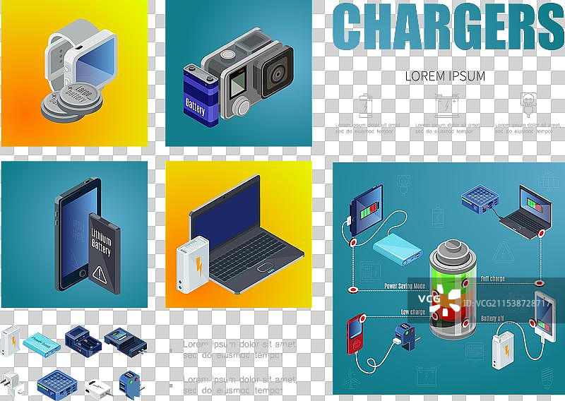 等距充电器信息图模板图片素材