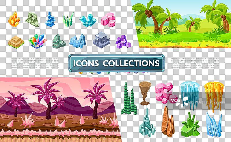 多彩的游戏场景元素集合图片素材