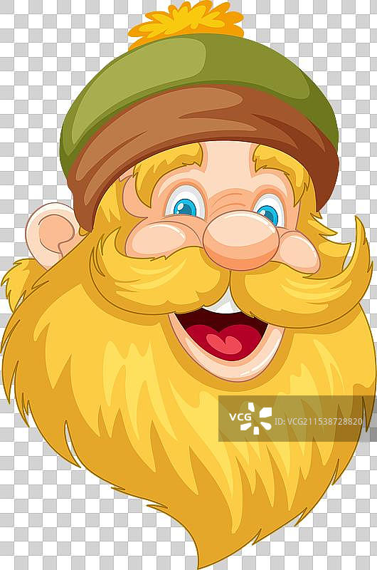 一个微笑的卡通男人，留着大胡子图片素材