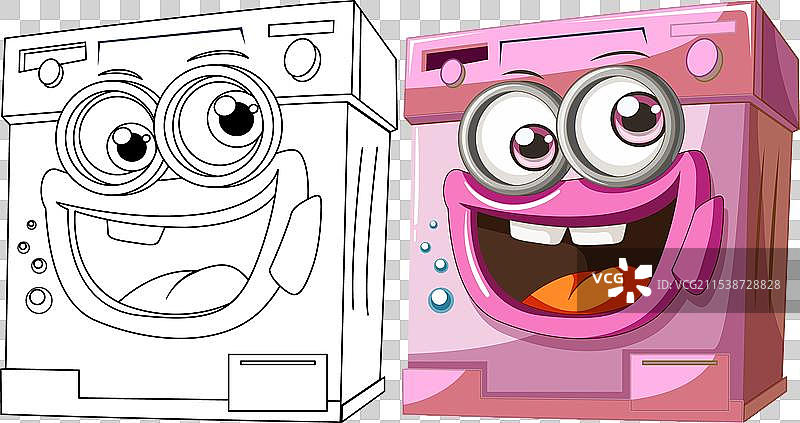 色彩缤纷的动画洗衣机与愉快的氛围图片素材