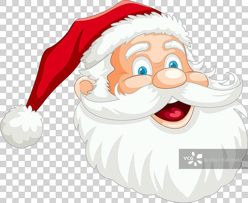 卡通圣诞老人面孔，戴着节日红帽图片素材
