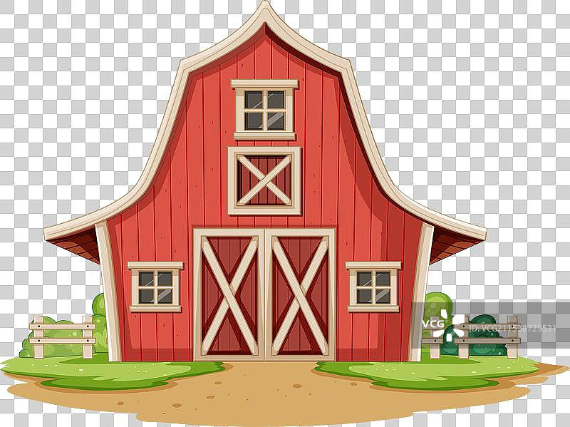 经典红色谷仓的卡通图像图片素材