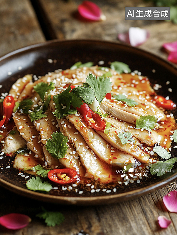 【AI数字艺术】一盘辣椒炒肉辣子鸡菜品特写图片素材