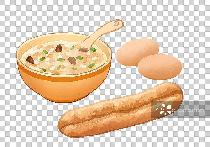 一份中式早餐手绘插画元素图片素材