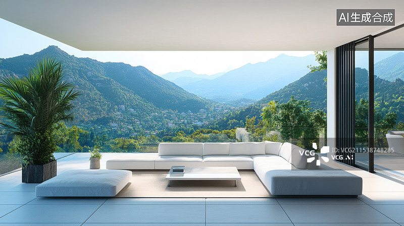 【AI数字艺术】山水间民宿酒店休闲平台图片素材
