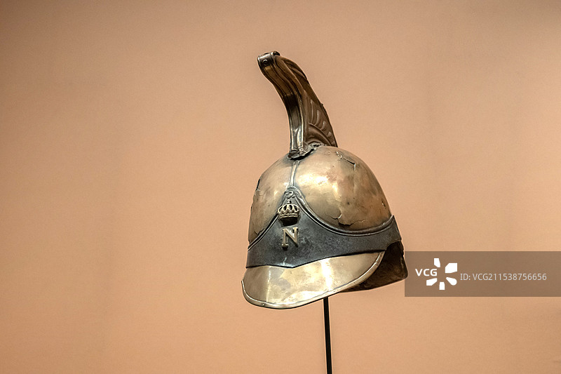 滑铁卢战役中龙骑兵头盔 1810-1815年 山东博物馆“从平凡到非凡：拿破仑与法兰西的变革时代”展图片素材