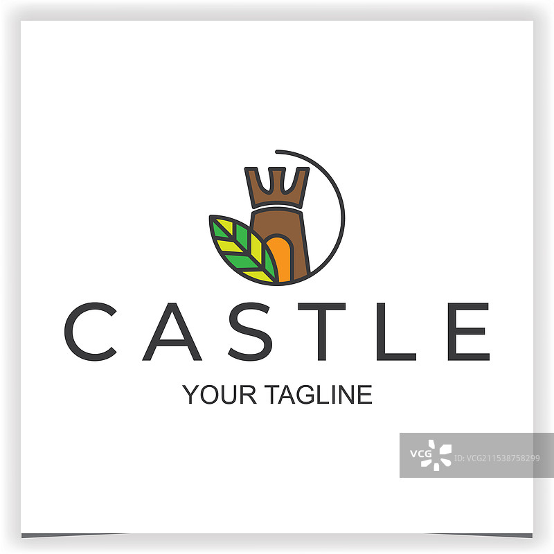 生态叶子城堡塔楼标志设计图片素材