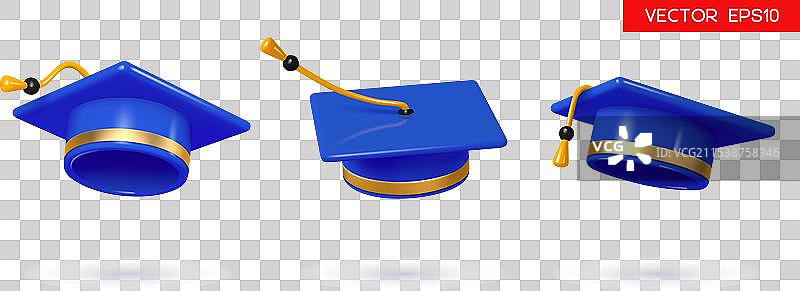 毕业蓝色学位帽教育学位概念图片素材