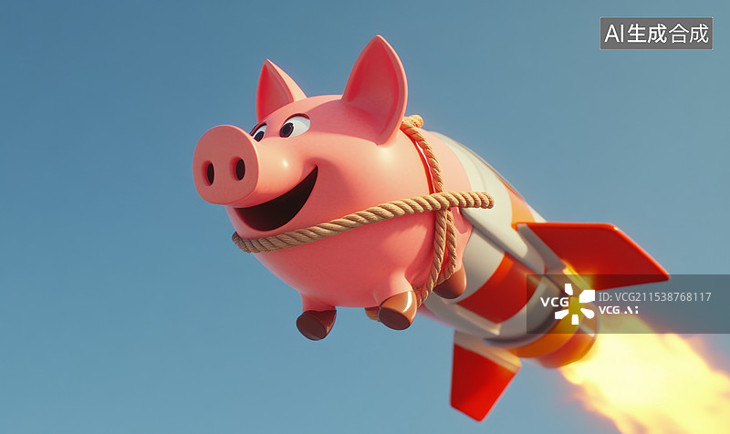 【AI数字艺术】只要在风口上，猪也会飞上天图片素材